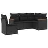 vidaXL 5 Piece Garden Sofa Set with Cushions Black Poly Rattan