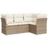vidaXL 4 Piece Garden Sofa Set with Cushions Beige Poly Rattan