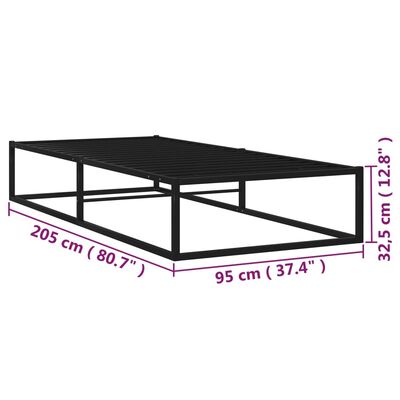 vidaXL Bed Frame without Mattress Black Metal 90x200 cm