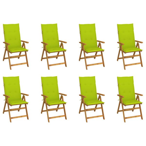 vidaXL Folding Garden Chairs with Cushions 8 pcs Solid Acacia Wood
