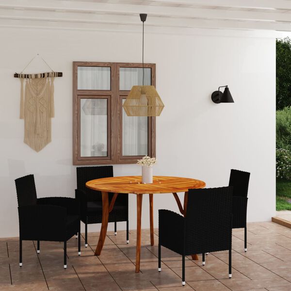vidaXL 5 Piece Garden Dining Set Black