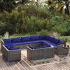 vidaXL 12 Piece Garden Lounge Set with Cushions Grey Poly Rattan