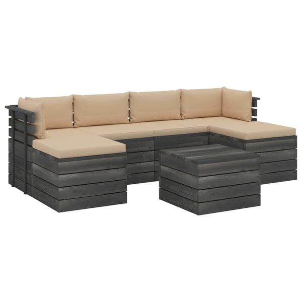 vidaXL 7 Piece Garden Pallet Lounge Set with Cushions Solid Pinewood