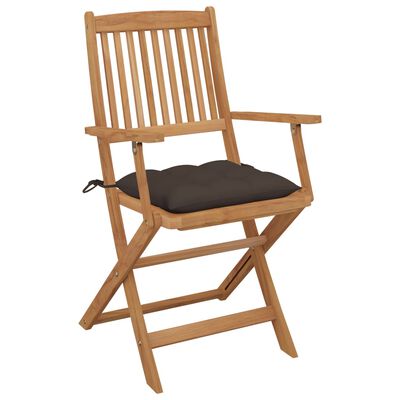 vidaXL Folding Garden Chairs 4 pcs with Cushions Solid Acacia Wood