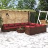 vidaXL 11 Piece Garden Lounge Set with Cushions Poly Rattan Brown