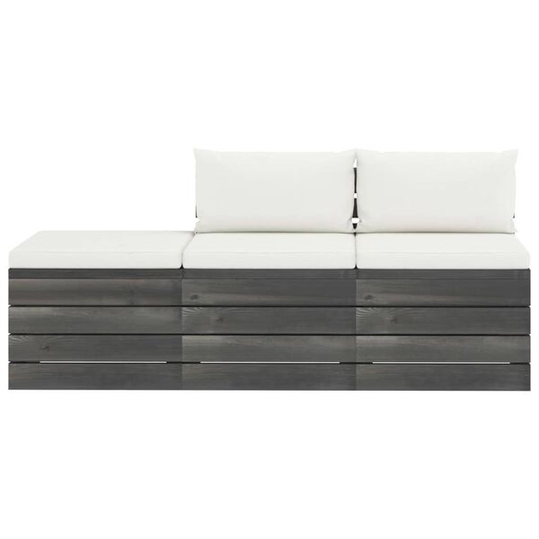vidaXL 3 Piece Garden Pallet Lounge Set with Cushions Solid Pinewood