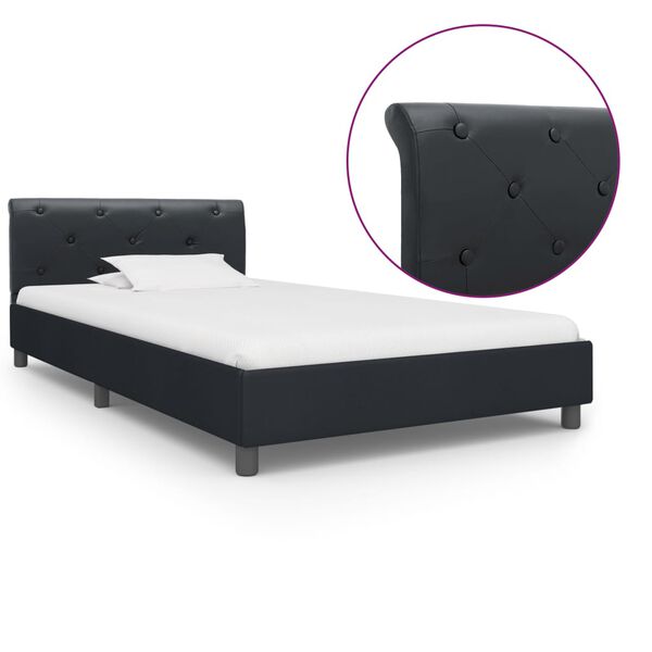 vidaXL Bed Frame without Mattress Black Faux Leather 90x200 cm
