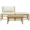 vidaXL 3 Piece Garden Lounge Set with Cream White Cushions Bamboo