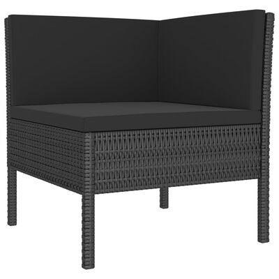 vidaXL 11 Piece Garden Lounge Set with Cushions Poly Rattan Black