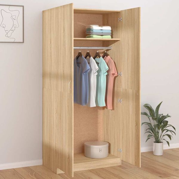 vidaXL Wardrobe Sonoma Oak 90x52x200 cm Engineered Wood