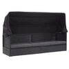 vidaXL Outdoor Sofa Bed with Canopy Poly Rattan Black