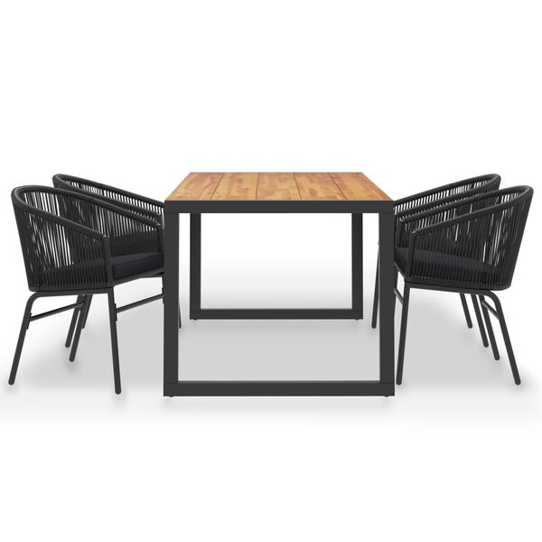 vidaXL 5 Piece Outdoor Dining Set Solid Acacia Wood and PVC Rattan