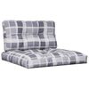 vidaXL Pallet Cushions 2 pcs Grey Check Pattern Fabric