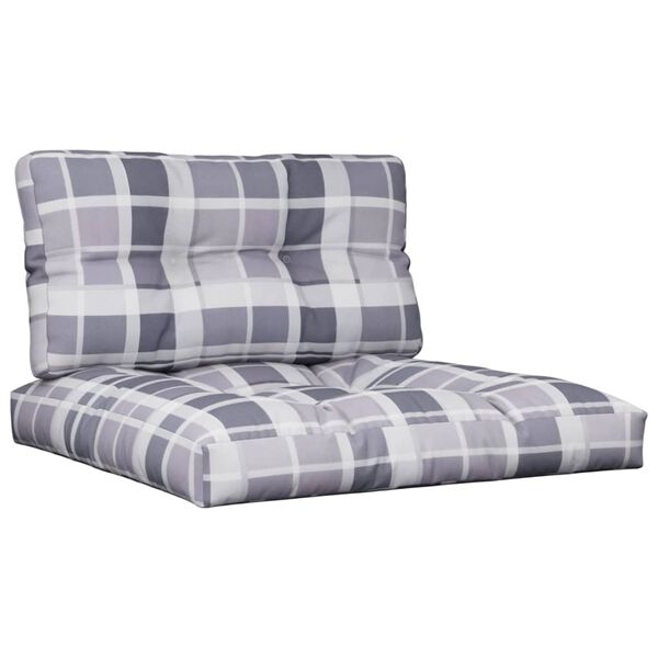 vidaXL Pallet Cushions 2 pcs Grey Check Pattern Fabric