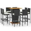 vidaXL 9 Piece Garden Bar Set with Cushions Poly Rattan Black