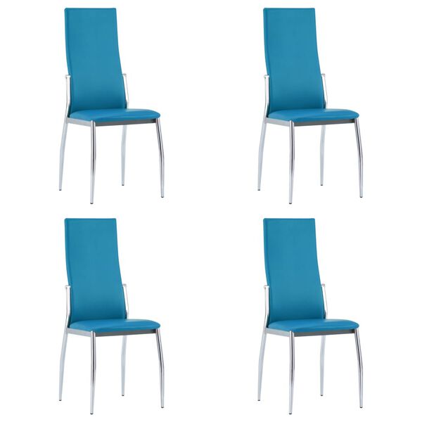 vidaXL Dining Chairs 4 pcs Blue Faux Leather
