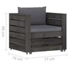 vidaXL 7 Piece Garden Lounge Set with Cushions Grey Impregnated Wood