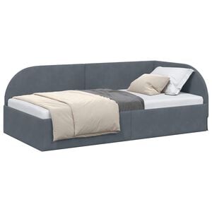 vidaXL Corner Bed Frame Dark Grey 90 x 200 cm Velvet