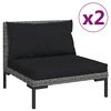 vidaXL 3 Piece Garden Lounge Set Dark Grey Half Round Poly Rattan