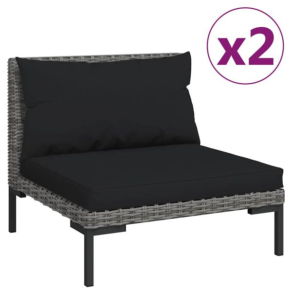 vidaXL 3 Piece Garden Lounge Set Dark Grey Half Round Poly Rattan