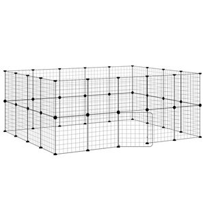 vidaXL 36-Panel Pet Cage with Door Black 175x140x70 cm Steel