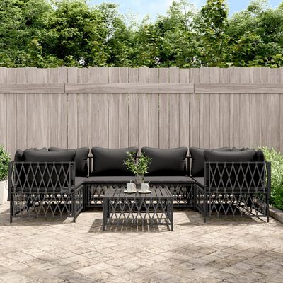 vidaXL 7 Piece Garden Lounge Set with Cushions Anthracite Steel