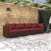 vidaXL 4 Piece Garden Lounge Set with Cushions Poly Rattan Brown
