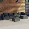 vidaXL 6 Piece Garden Lounge Set with Cushions Poly Rattan Grey