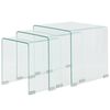 vidaXL Three Piece Nesting Table Set Tempered Glass Clear