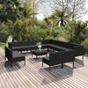 vidaXL 14 Piece Garden Lounge Set with Cushions Poly Rattan Black