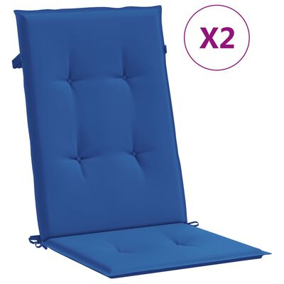 vidaXL Garden Highback Chair Cushions 2 pcs Royal Blue 120x50x3 cm Fabric