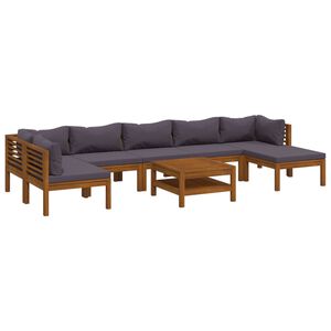vidaXL Wooden Lounge Set | Dark Grey | Solid Acacia Wood, 100% Polyester Fabric