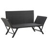 vidaXL Garden Bench with Cushions 176 cm Black Poly Rattan