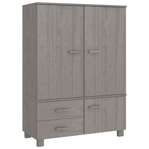 vidaXL Wardrobe | Light grey | Solid pinewood, MDF | Medium | Wardrobe