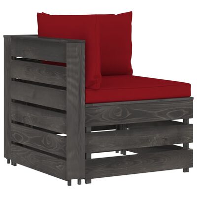 vidaXL 12 Piece Garden Lounge Set with Cushions Grey Impregnated Wood