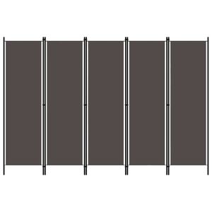 vidaXL 5-Panel Room Divider Anthracite 250x180 cm