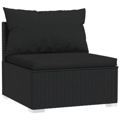 vidaXL 10 Piece Garden Lounge Set with Cushions Black Poly Rattan