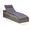 vidaXL Sunbed with Cushion Poly Rattan Grey
