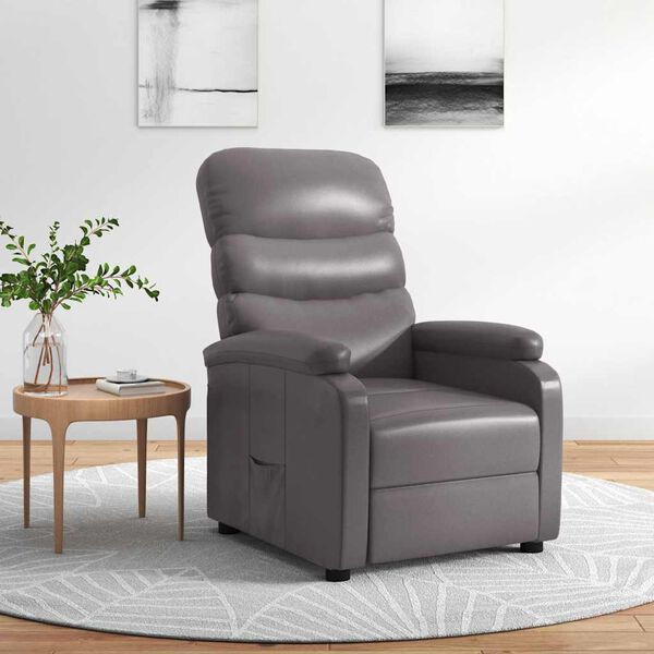 vidaXL Recliner Chair Grey Faux Leather