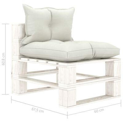 vidaXL Garden Pallet Sofa 4-Seater with Beige Cushions Wood