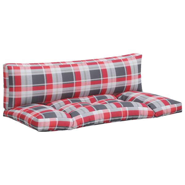 vidaXL Pallet Cushions 2 pcs Red Check Pattern Fabric