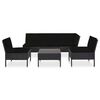 vidaXL 6 Piece Garden Lounge Set with Cushions Poly Rattan Black