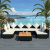 vidaXL 7 Piece Garden Lounge Set with Cushions Poly Rattan Black