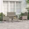 vidaXL 4 Piece Garden Lounge Set with Cushions Grey Poly Rattan