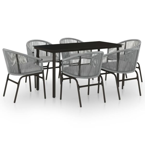 vidaXL 7 Piece Garden Dining Set Grey