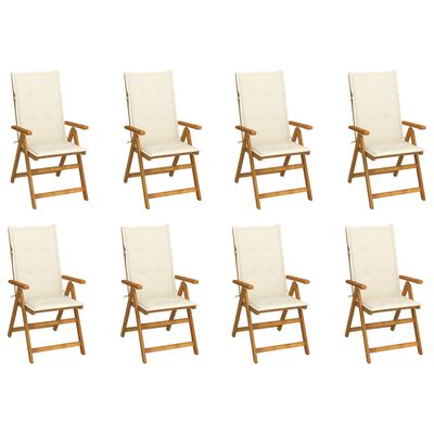 vidaXL Folding Garden Chairs with Cushions 8 pcs Solid Wood Acacia