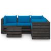 vidaXL 6 Piece Garden Lounge Set with Cushions Grey Impregnated Wood