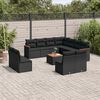 vidaXL 12 Piece Garden Sofa Set with Cushions Black Poly Rattan