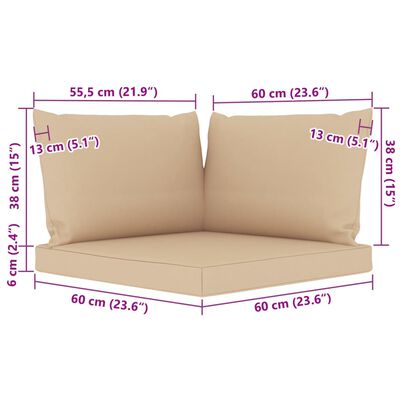 vidaXL Garden 2-Seater Pallet Sofa with Beige Cushions Pinewood