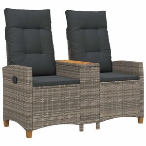 vidaXL Reclining Bench with Table 2 -Seater 126 x 65 x 112 cm